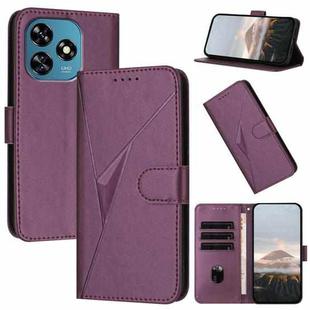For Oukitel C51 Triangle Pattern Buckle Clasp Leather Phone Case(Dark Purple)