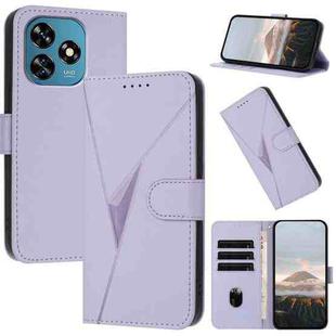 For Oukitel C51 Triangle Pattern Buckle Clasp Leather Phone Case(Light Purple)