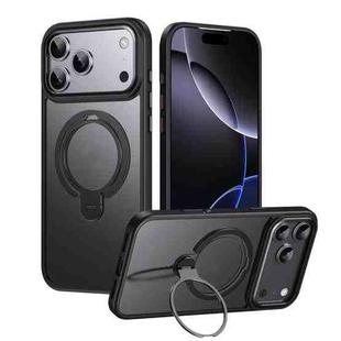 For iPhone 17 Pro Max Double Ring MagSafe Magnetic Holder Phone Case(Matte Black)