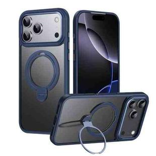 For iPhone 17 Pro Max Double Ring MagSafe Magnetic Holder Phone Case(Matte Blue)