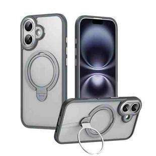 For iPhone 17 Double Ring MagSafe Magnetic Holder Phone Case(Matte Grey)