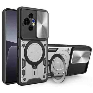 For TCL 50 NxtPaper CD Texture Sliding Camshield Magnetic Holder Phone Case(Silver)