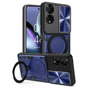 For TCL 50 5G CD Texture Sliding Camshield Magnetic Holder Phone Case(Blue)