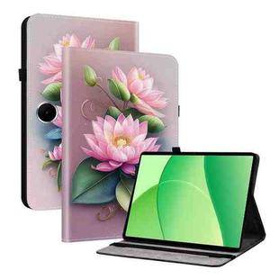 For OPPO Pad SE 11 inch Crystal Texture Colored Drawing Leather Tablet Case(Lotus)