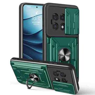 For OnePlus 13R 5G Sliding Camshield TPU+PC Phone Case with Card Slot(Dark Green)