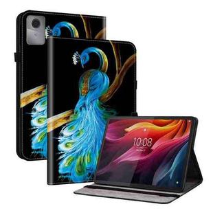 For Lenovo Idea Tab 11 / Xiaoxin Pad 2025 Crystal Texture Colored Drawing Leather Tablet Case(Peacock)