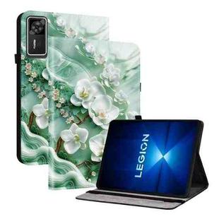 For Lenovo Legion Y700 Gen 4 Crystal Texture Colored Drawing Leather Tablet Case(Jade Flowers)