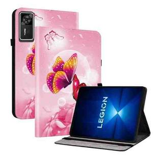 For Lenovo Legion Y700 Gen 4 Crystal Texture Colored Drawing Leather Tablet Case(Pink Butterflies)