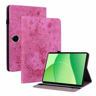 For OPPO Pad SE 11 inch Butterfly Rose Embossed Leather Tablet Case(Rose Red)