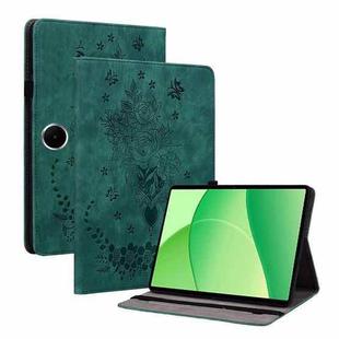 For OPPO Pad SE 11 inch Butterfly Rose Embossed Leather Tablet Case(Green)