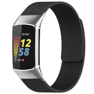 For Fitbit Charge 5 / Charge 6 xDfind Litchi Texture Magnetic Silicone Watch Band(Black)