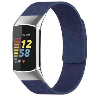 For Fitbit Charge 5 / Charge 6 xDfind Litchi Texture Magnetic Silicone Watch Band(Midnight Blue)