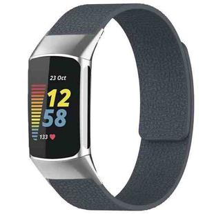 For Fitbit Charge 5 / Charge 6 xDfind Litchi Texture Magnetic Silicone Watch Band(Grey)