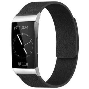 For Fitbit Charge 4 / Charge 3 xDfind Litchi Texture Magnetic Silicone Watch Band(Black)