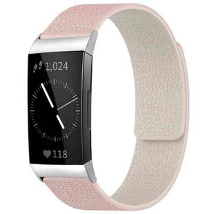 For Fitbit Charge 4 / Charge 3 xDfind Litchi Texture Magnetic Silicone Watch Band(Pink Sstarlight)