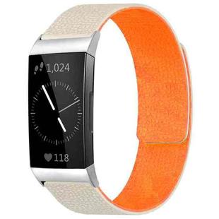 For Fitbit Charge 4 / Charge 3 xDfind Litchi Texture Magnetic Silicone Watch Band(Starlight Orange)