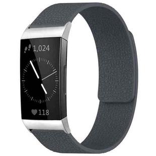 For Fitbit Charge 4 / Charge 3 xDfind Litchi Texture Magnetic Silicone Watch Band(Grey)