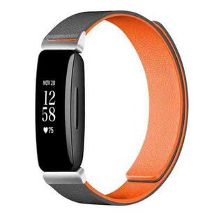 For Fitbit Inspire 2 / Ace 3 xDfind Litchi Texture Magnetic Silicone Watch Band(Grey Orange)
