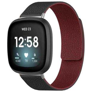 For Fitbit Versa 4/Versa3/Sense2/Sense xDfind Litchi Texture Magnetic Silicone Watch Band(Black Red)