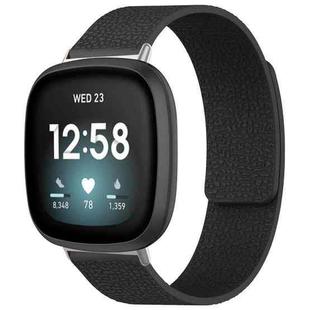 For Fitbit Versa 4/Versa3/Sense2/Sense xDfind Litchi Texture Magnetic Silicone Watch Band(Black)