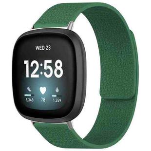 For Fitbit Versa 4/Versa3/Sense2/Sense xDfind Litchi Texture Magnetic Silicone Watch Band(Dark Green)