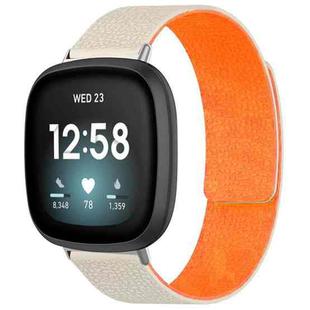 For Fitbit Versa 4/Versa3/Sense2/Sense xDfind Litchi Texture Magnetic Silicone Watch Band(Starlight Orange)