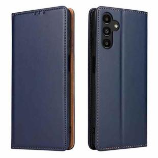 For Samsung Galaxy A56 5G Fierre Shann PU Genuine Leather Texture Phone Case(Blue)