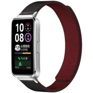 For Huawei Band 10 / 9 / 8 xDfind Litchi Texture Magnetic Silicone Watch Band(Black Red)
