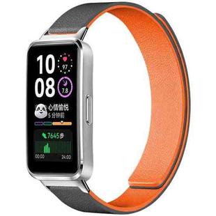 For Huawei Band 10 / 9 / 8 xDfind Litchi Texture Magnetic Silicone Watch Band(Grey Orange)
