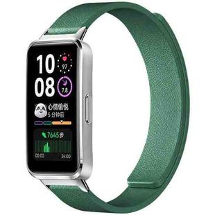 For Huawei Band 10 / 9 / 8 xDfind Litchi Texture Magnetic Silicone Watch Band(Dark Green)