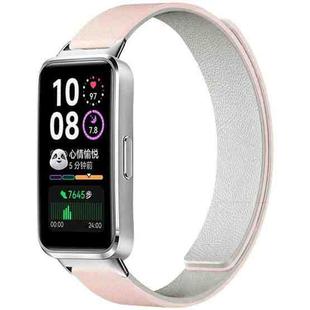 For Huawei Band 10 / 9 / 8 xDfind Litchi Texture Magnetic Silicone Watch Band(Pink Sstarlight)