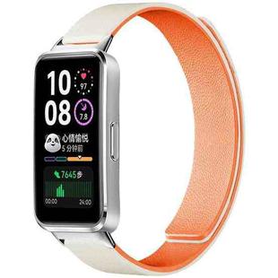 For Huawei Band 10 / 9 / 8 xDfind Litchi Texture Magnetic Silicone Watch Band(Starlight Orange)