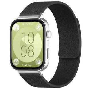 For Huawei Watch Fit4 / Fit4 Pro / Fit3 xDfind Litchi Texture Magnetic Silicone Watch Band(Black)