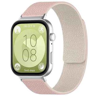 For Huawei Watch Fit4 / Fit4 Pro / Fit3 xDfind Litchi Texture Magnetic Silicone Watch Band(Pink Sstarlight)