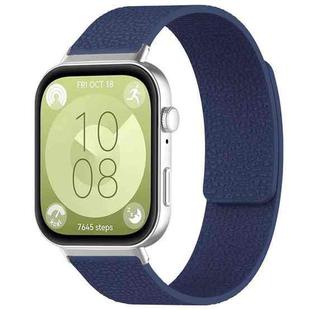 For Huawei Watch Fit4 / Fit4 Pro / Fit3 xDfind Litchi Texture Magnetic Silicone Watch Band(Midnight Blue)