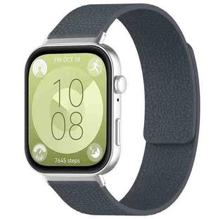 For Huawei Watch Fit4 / Fit4 Pro / Fit3 xDfind Litchi Texture Magnetic Silicone Watch Band(Grey)
