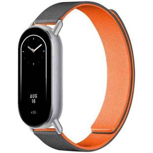 For Xiaomi Smart Bnad 10 / 9 / 8 xDfind Litchi Texture Magnetic Silicone Watch Band(Grey Orange)