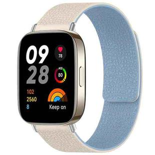 For Redmi Watch 3 xDfind Litchi Texture Magnetic Silicone Watch Band(White Blue)