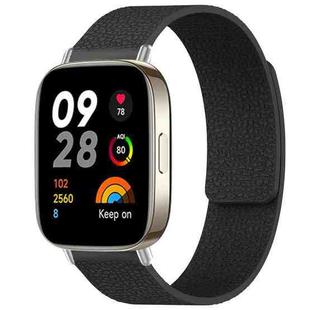 For Redmi Watch 3 xDfind Litchi Texture Magnetic Silicone Watch Band(Black)