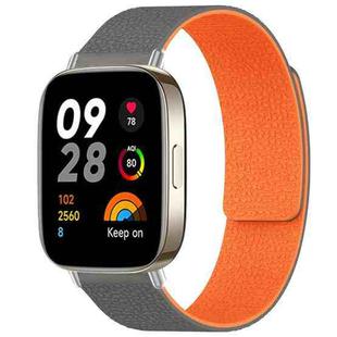 For Redmi Watch 3 xDfind Litchi Texture Magnetic Silicone Watch Band(Grey Orange)