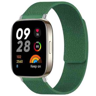 For Redmi Watch 3 xDfind Litchi Texture Magnetic Silicone Watch Band(Dark Green)