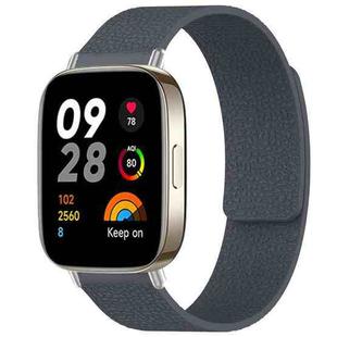 For Redmi Watch 3 xDfind Litchi Texture Magnetic Silicone Watch Band(Grey)