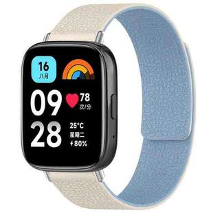 For Redmi Watch 3 Active/Watch 3 Lite xDfind Litchi Texture Magnetic Silicone Watch Band(White Blue)