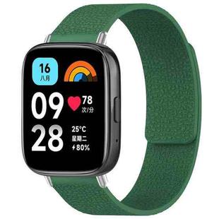 For Redmi Watch 3 Active/Watch 3 Lite xDfind Litchi Texture Magnetic Silicone Watch Band(Dark Green)