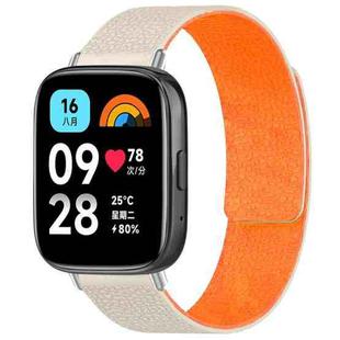 For Redmi Watch 3 Active/Watch 3 Lite xDfind Litchi Texture Magnetic Silicone Watch Band(Starlight Orange)