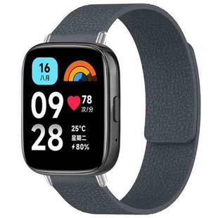 For Redmi Watch 3 Active/Watch 3 Lite xDfind Litchi Texture Magnetic Silicone Watch Band(Grey)