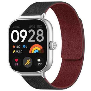 For Xiaomi Smart Band 9 Pro/8 Pro/Redmi Watch 5/4 xDfind Litchi Texture Magnetic Silicone Watch Band(Black Red)