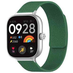 For Xiaomi Smart Band 9 Pro/8 Pro/Redmi Watch 5/4 xDfind Litchi Texture Magnetic Silicone Watch Band(Dark Green)