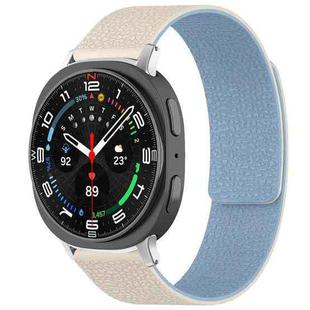 For Samsung Galaxy Watch Ultra/Ultra 2025 xDfind Litchi Texture Magnetic Silicone Watch Band(White Blue)