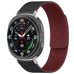 For Samsung Galaxy Watch Ultra/Ultra 2025 xDfind Litchi Texture Magnetic Silicone Watch Band(Black Red)